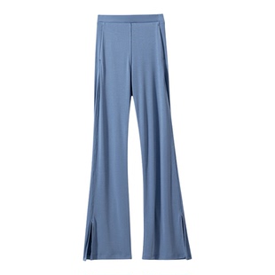 【双腿SPA】兰精莫代尔纤维 松紧腰修身显瘦开衩喇叭裤瑜伽裤女