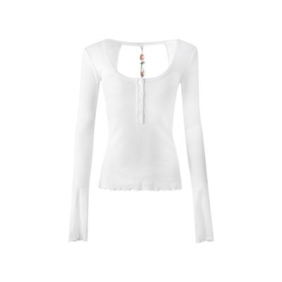 ourhour纯欲辣妹后背串珠打底衫