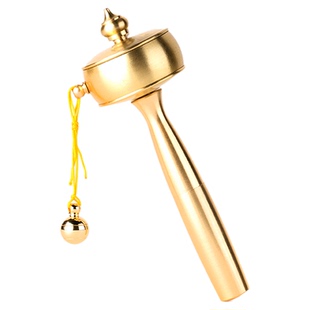 迷你黄铜小手摇转动轮转金桶金转筒西藏藏族摆件语狮子缩微胶片