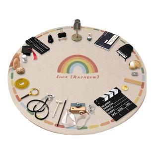 新中式抓周地毯小红书同款抓周用品道具套装龙宝周岁生日布置算盘