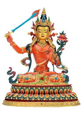 家居客厅铜像铜彩绘雕像藏式铜器