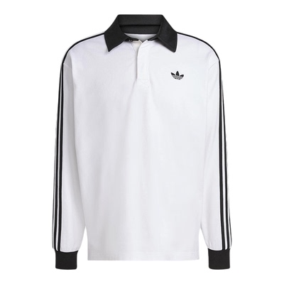 阿迪达斯翻领长袖POLO衫男2026夏季新款三叶草休闲运动T恤KE3576