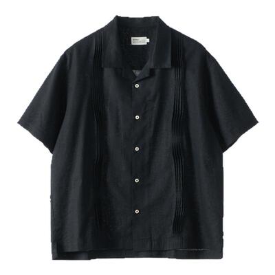 BUTTBILL苎麻混纺古巴领短袖衬衫