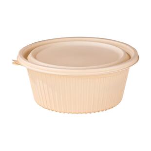 玉米淀粉餐盒一次性食品级家用圆形可降解饭碗分装饭盒打包盒带盖