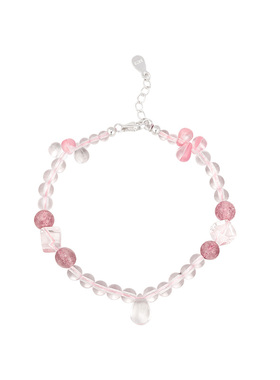 草莓晶白水晶串珠手链