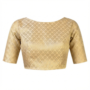 印度异域风情新品百搭五色纱丽设计感中袖丝混纺圆领短款小上衣