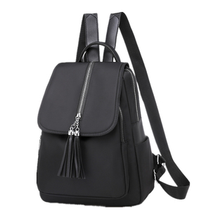 防盗双肩包女2019新款中年防水牛津布女士背包黑色帆布旅行包书包