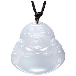 周大福珠宝弥勒佛福态平安佛公翡翠玉项链吊坠配细黑绳女K62120