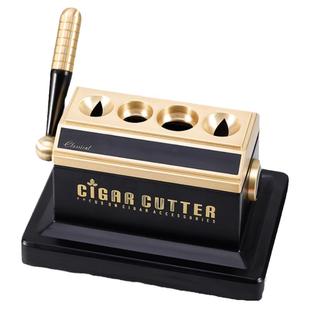 JIFENG季风开孔高档四孔金色剪刀顺丰包邮断头台4孔V型台式雪茄刀