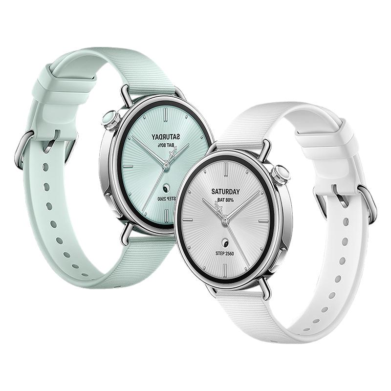 适用小米手表watchS4官方同款硅胶表带41mm薄荷绿运动智能手表s4女生夏季腕表带透气流沙金专用