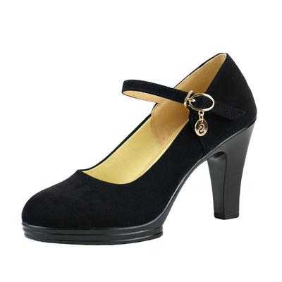 御尚福光高跟鞋通勤搭扣工装鞋