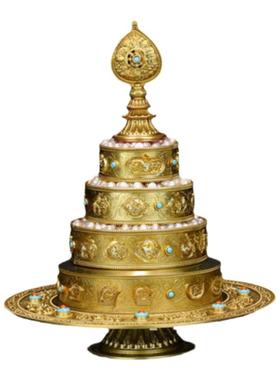 慧宝黄铜培福藏传密宗曼扎盘摆件