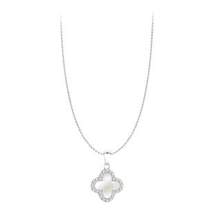 ZEGL四叶草项链925银锁骨链女配饰品贝母吊坠颈链七夕礼物送女友