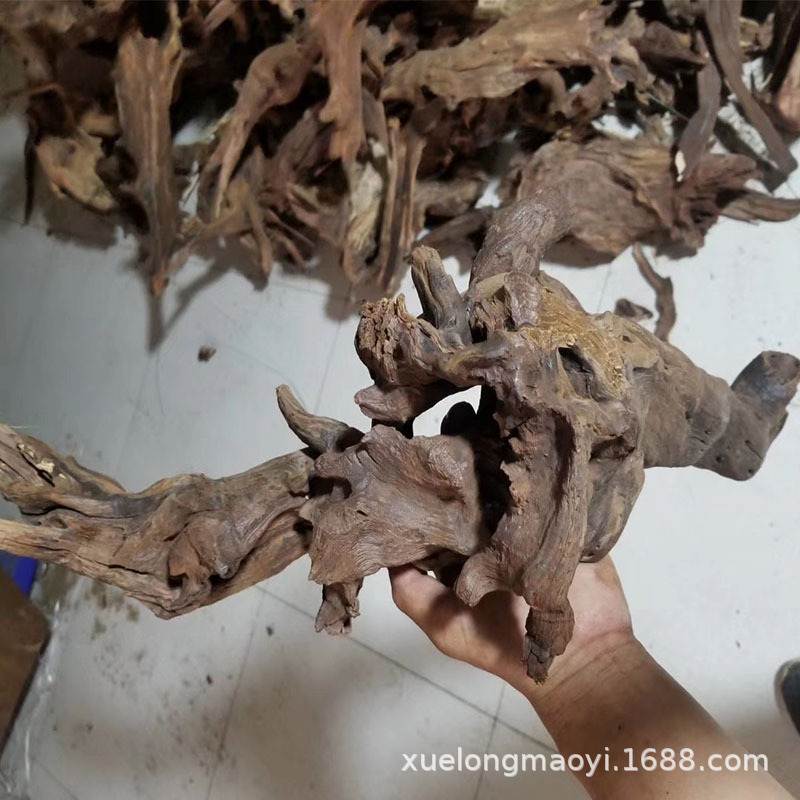 雨淋缸水族馆鱼缸造景装饰木批发柚木中沉晒台aquarium号大紫缸