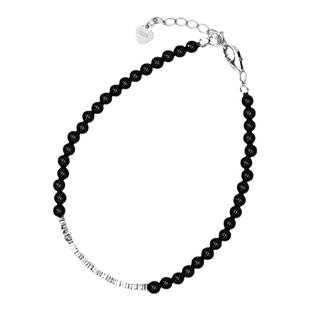 Hazyou黑玛瑙 S925纯银小众设计碎银子手工串珠手链清冷感简约女