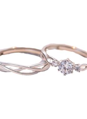 纯银锆石戒指女小众设计高级感