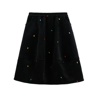 砚台家童装女童加绒纯棉半身裙2025冬新款儿童保暖洋气加厚中长裙