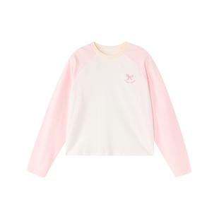 笛莎童装女童长袖T恤2026春装新款女大童儿童撞色上衣薄体恤春秋