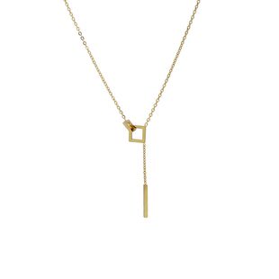 简约镂空方块吊坠项链女小众高级感长款锁骨链轻奢高端气质配饰品