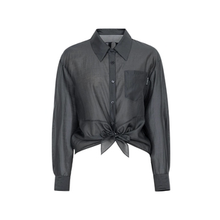 XG/雪歌XK121022A683莱赛尔长袖衬衫2025春季新款微透翻领上衣女