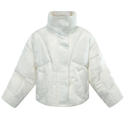 轻奢设计师白色白鹅绒立领羽绒服