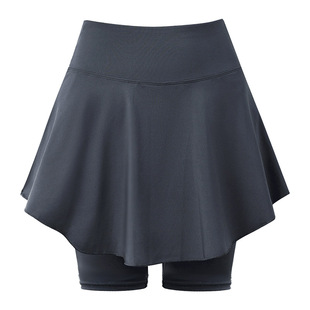 加肥加大码健身短裙女胖mm跑步运动瑜伽三分裤裙假两件网球训练裙
