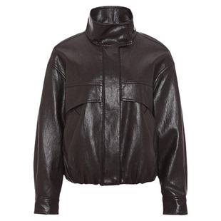 MOUSSY 秋季新品潮酷时尚简约拉链皮衣外套女028IAC30-1069