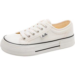 人本帆布鞋女2025夏季新款百搭爆款女生鞋子厚底运动休闲板鞋女鞋