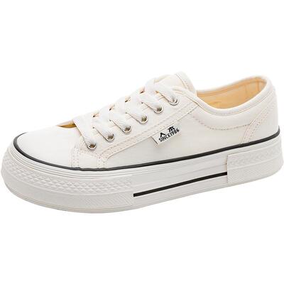 人本低帮圆头韩版百搭纯色帆布鞋