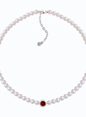 红玛瑙澳白珍珠项链女