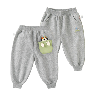 咔咔熊猫儿童卡通束脚裤春款男女童长裤春装宝宝休闲运动卫裤春秋