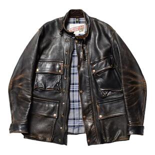 ADDICT SHEEPSKIN BMC日产英式复古四袋茶芯羊皮机车夹克皮衣休闲