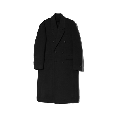 毛呢大衣男灰色秋冬季中长款西装