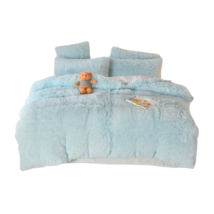 2025新款长毛绒水貂绒四件套床品冬季水晶绒被套床单床笠三件套