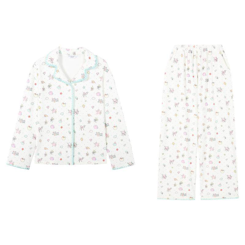 原创月光海盐刺绣睡衣家居服女士