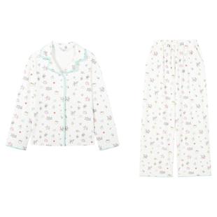 RooMance汝曼司原创月光海盐A类眠柔绒长袖刺绣睡衣套装女家居服