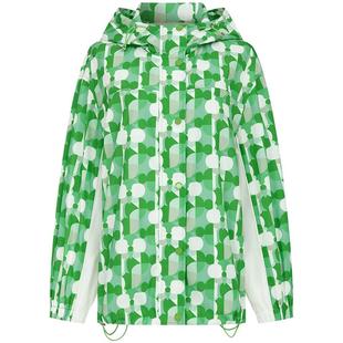 曼德诗抽绳连帽外套2025秋季新款时尚波点蝴蝶兰撞色印花设计上衣