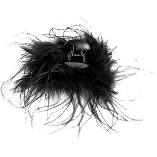 气质黑色羽毛抓夹女网红2026新款爆款鸵鸟毛鲨鱼夹发夹高级感头饰