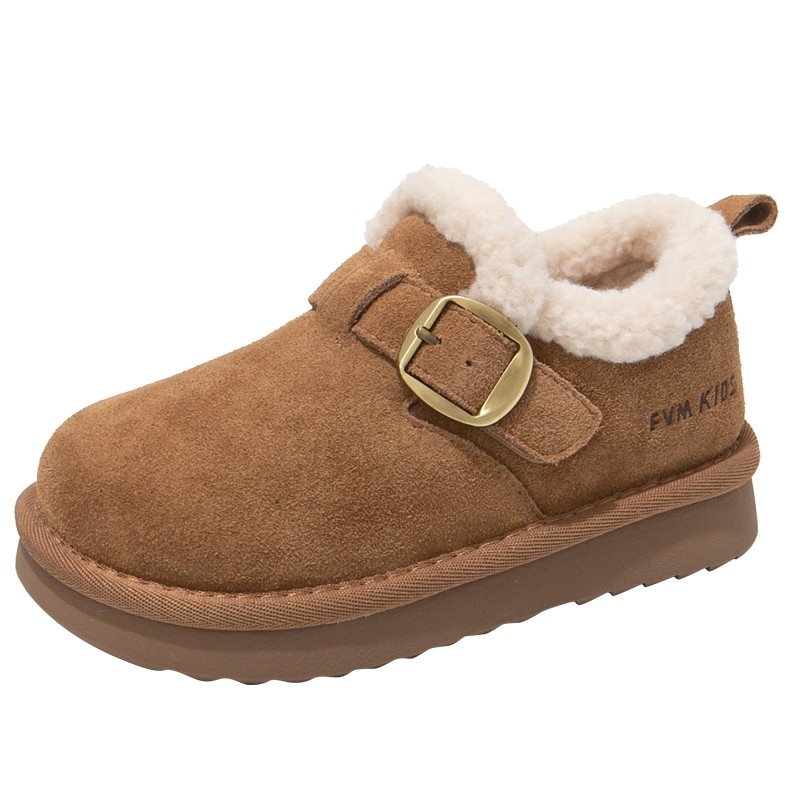 女童真皮雪地靴儿童大棉鞋2025新款冬季加绒加厚棉靴冬天保暖冬鞋