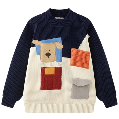 [VIP]【设计师系列】MQD童装男童毛衣针织衫25冬新款儿童撞色加厚