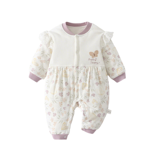 婴儿衣服冬季夹棉连体衣早秋婴幼儿a类纯棉10个月宝宝冬装棉衣秋