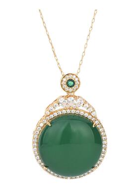 宫廷汉服天然冰种玉髓翡翠色阳绿男女项链小红书网红同款玉佩挂件