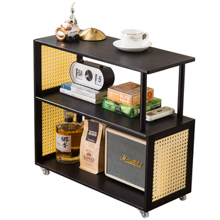 中古风边几可移动迷你茶几小推车沙发旁置物架带轮桌子床边收纳柜