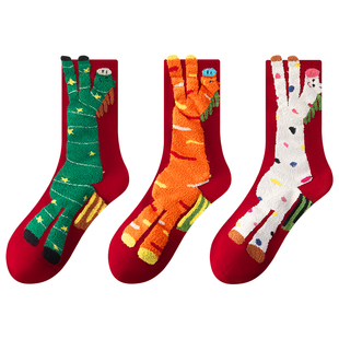 红袜子女款本命年纯棉加厚保暖2026新款爆款马年红色可爱女士专用