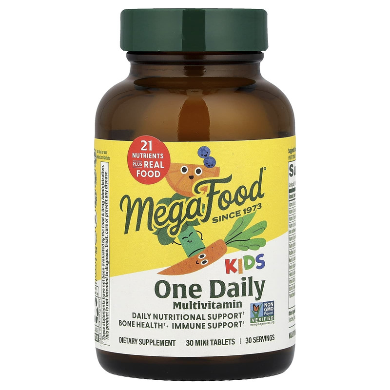 MegaFood儿童每日多维生素矿物质膳食补充剂补钙铁锌硒复合维生素