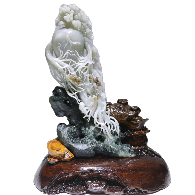 人参摆件玉石玉雕独山玉花鸟摆件