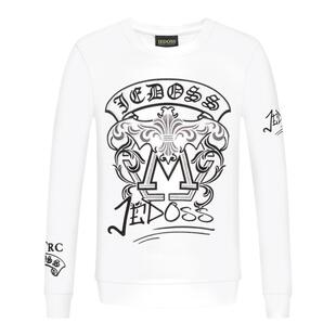 JEDOSS/爵迪斯男装秋季新款经典LOGO烫钻植绒套头卫衣B0391BS