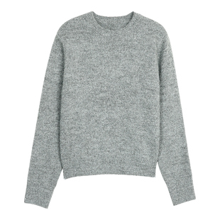 MULVAN 【现货7.5折】自带围巾~ 氛围感圆领套头毛衣女宽松上衣