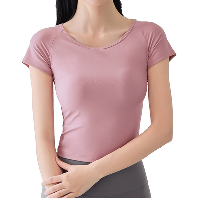 卡益瑜伽服短袖运动健身服带胸垫