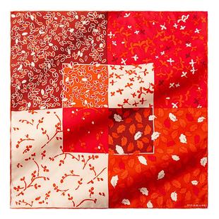 MARJAKURKI玛丽亚古琦红色真丝小方巾丝巾女洋气时尚领巾搭配衬衫